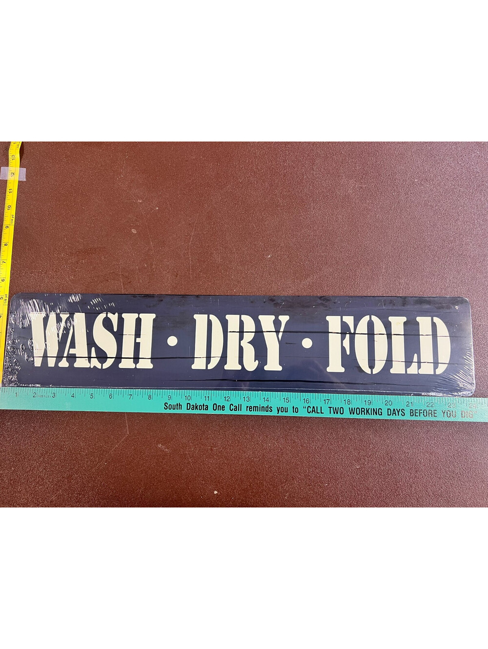 Wash Dry Fold 5x24 Aluminum Metal Sign Laundry Room Wall Decor